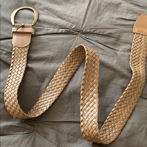 NWOT Synthetic Brown Leather Woven Belt